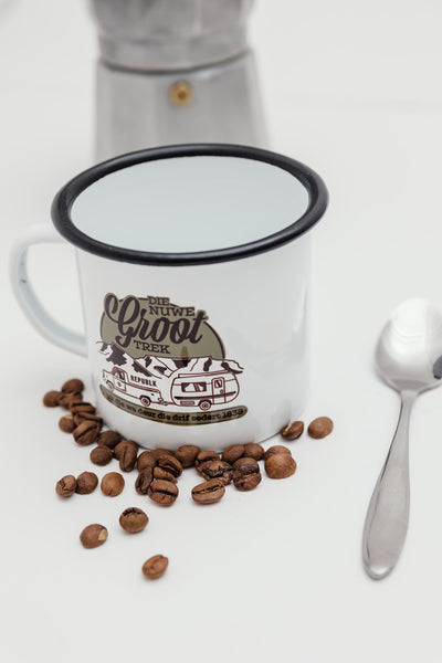Enamel Koffiebeker - Die Nuwe Groot Trek